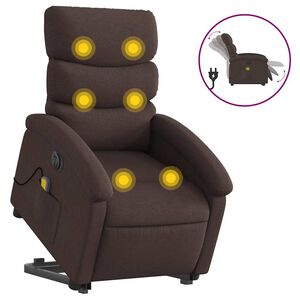 vidaXL Elektrisk massagef&aring;t&ouml;lj med uppresningshj&auml;lp m&ouml;rkbrun tyg