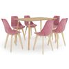 vidaXL Matgrupp 7 delar rosa