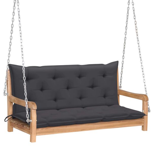 vidaXL Gungb&auml;nk med antracit dyna 120 cm massiv teak