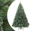 vidaXL Konstgjord Vikbar Julgran Sn&ouml; Flocked Gr&ouml;n 240 cm PVC, st&aring;l