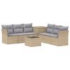 vidaXL Soffset 8 st Beige och Ljusgr&aring; Poly Rattan och st&aring;l
