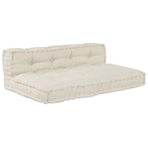 vidaXL Pallettsoffa Kudde 2 pcs Gr&auml;ddvit 120 x 80 x 38 cm Tyg