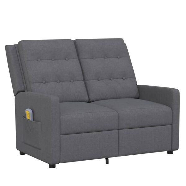 vidaXL Massagefåtölj 2-sits ljusgrå tyg