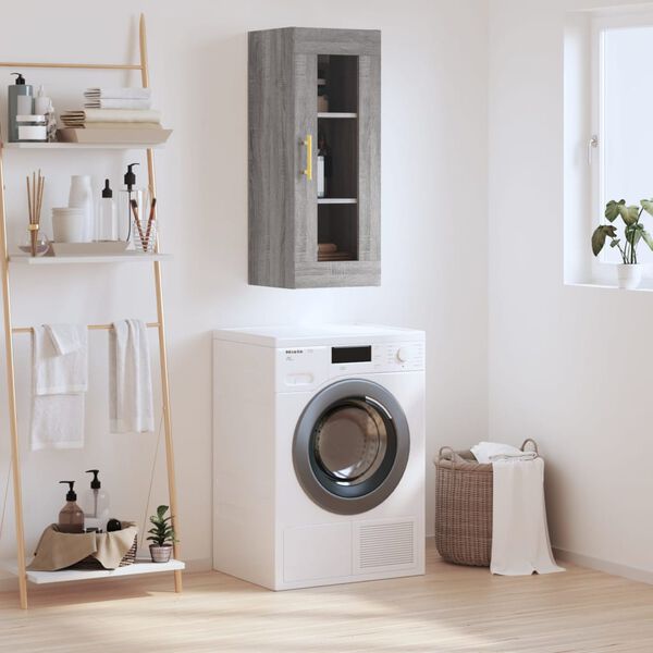 vidaXL V&auml;ggsk&aring;p gr&aring; sonoma 34,5x34x90 cm