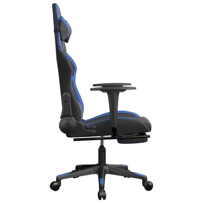 vidaXL Gamingstol med fotstöd svart och blå konstläder