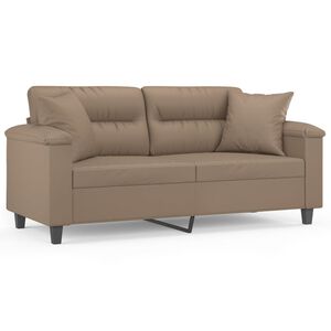 vidaXL 2-sits soffa med prydnadskuddar cappuccino 140 cm konstl&auml;der