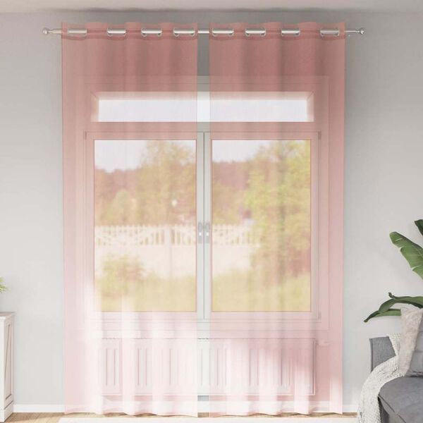 vidaXL Voile gardiner med genomföringar 2 st rosa 140x260 cm