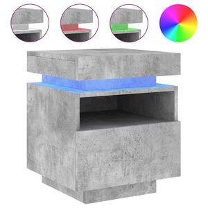vidaXL S&auml;ngbord med LED-belysning betonggr&aring; 40x39x48,5 cm