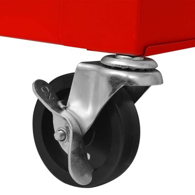 vidaXL Verktygsvagn med verktygslåda och 6 förvaringslådor stål röd