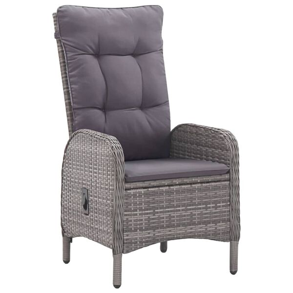 vidaXL Matgrupp för trädgården 3 delar konstrotting och glas grå