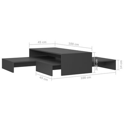 vidaXL Satsbord grå 100x100x26,5 cm konstruerat trä