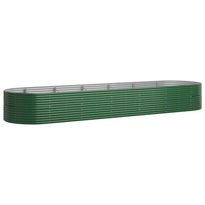 vidaXL Odlingslåda pulverlackerat stål 510x140x68 cm grön