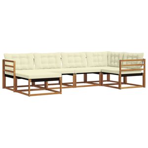 vidaXL Utomhussoffset med kudde 6 pcs Naturlig och Gr&auml;dde