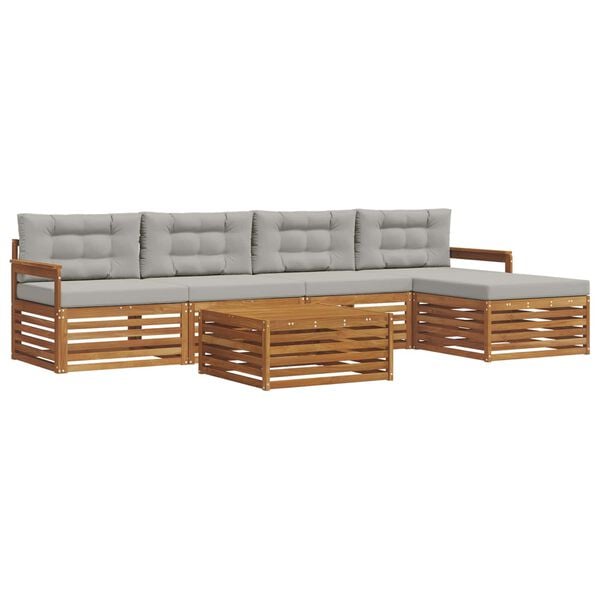 vidaXL Utomhussoffset med kudde 6 pcs Naturlig och Ljus Gr&aring;