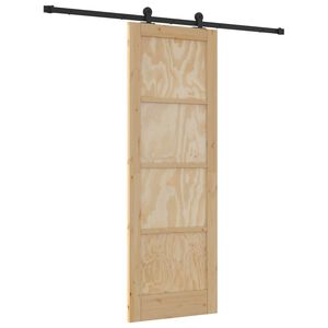 vidaXL Skjutd&ouml;rr Naturlig och svart 73,5 x 211 cm Massiv furu