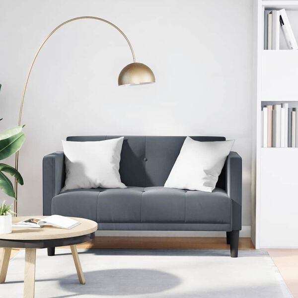 vidaXL Loveseat soffa m&ouml;rkgr&aring; 111 cm sammet