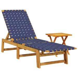 vidaXL Sols&auml;ng m&ouml;rkbl&aring; massivt akaciatr&auml; och tyg