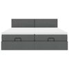 vidaXL Ottoman sängram med madrasser mörkgrå 200x200 cm tyg