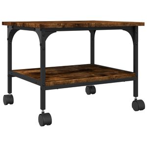 vidaXL Skrivarst&auml;ll 2 hyllor r&ouml;kf&auml;rgad ek 50x40x38 cm konstruerat tr&auml;