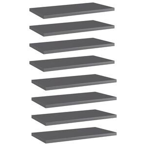 vidaXL Hyllplan 8 st gr&aring; h&ouml;gglans 40x20x1,5 cm konstruerat tr&auml;