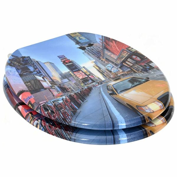 vidaXL Toalettsitsar med mjuk st&auml;ngning 2 st MDF New York