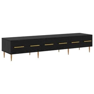 vidaXL TV-sk&aring;p med l&aring;da Svart Ek 150 x 36 x 30 cm Konstruerat tr&auml;