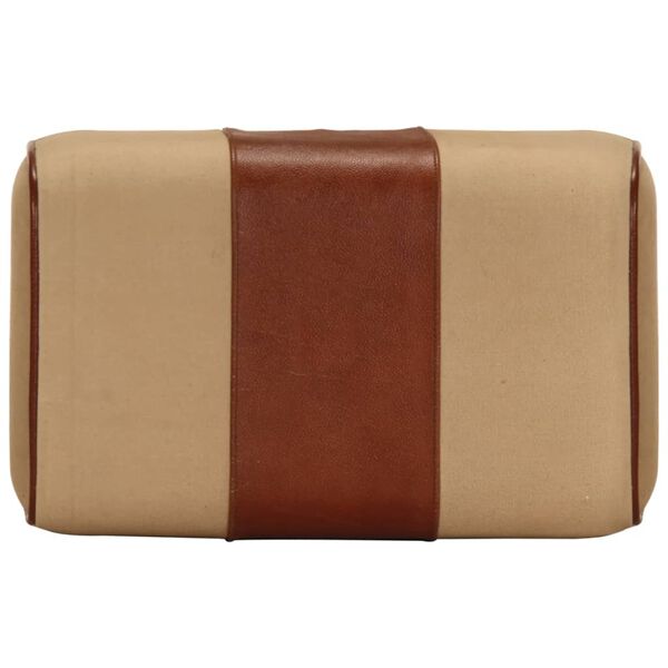 vidaXL Gymbänk 38 cm brun äkta skinn och massivt mangoträ