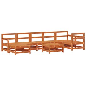 vidaXL Tr&auml;dg&aring;rd loungem&ouml;bler 8 pcs VaxBrun Massivt furu