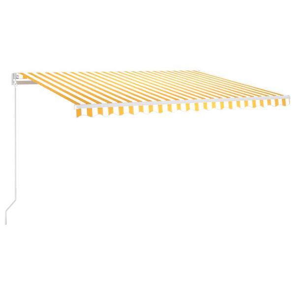 vidaXL Markis manuellt inf&auml;llbar med LED 450x350 cm gul och vit