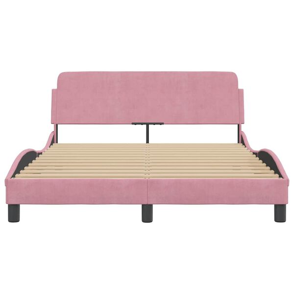vidaXL Bed Frame with Headboard "Dover" Pink 120x200 cm Velvet