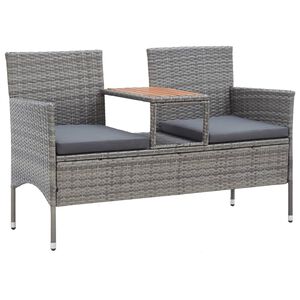 vidaXL Tr&auml;dg&aring;rdsb&auml;nk 2-sits med bord 143 cm konstrotting gr&aring;