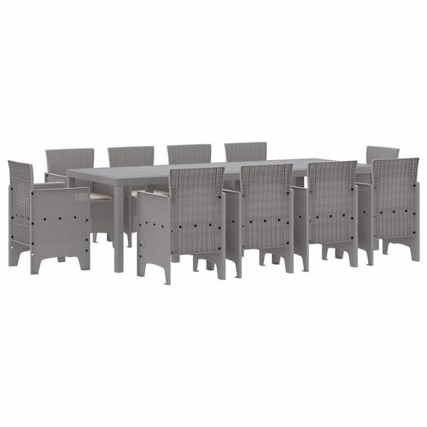 vidaXL Tr&auml;dg&aring;rdsm&ouml;belset 11 pcs Ljusgr&aring; Polypropylen