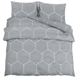 vidaXL P&aring;slakanset gr&aring; och vit 200x220 cm bomull