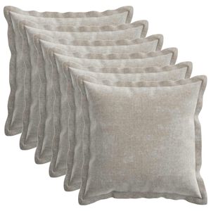 vidaXL Kudd&ouml;verdrag 6 st HOUTEN Ljusgr&aring; 30 x 30 cm Chenilletyg