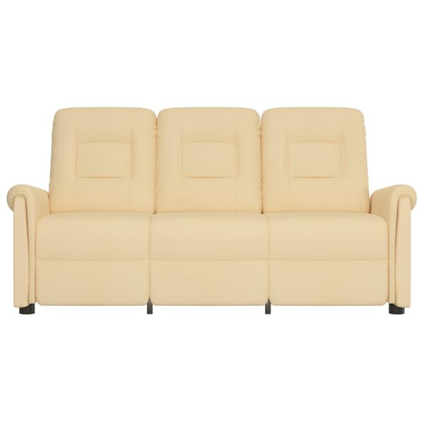 vidaXL Massagefåtölj 3-sits gräddvit mikrofibertyg