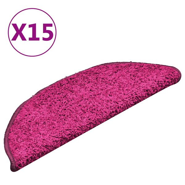 vidaXL Trappmattor 15 st 56x17x3 cm rosa halvrunda