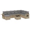 vidaXL Soffgrupp f&ouml;r tr&auml;dg&aring;rden med dynor 9 delar beige konstrotting