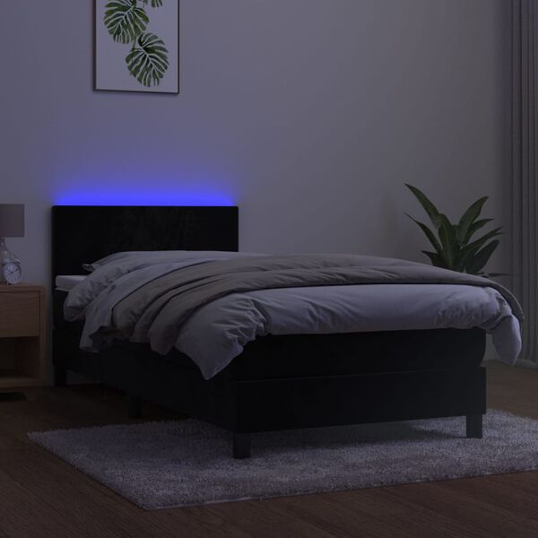 vidaXL Res&aring;rs&auml;ng med madrass och LED svart 90x200 cm sammet