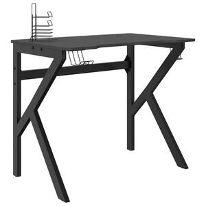 vidaXL Gamingskrivbord med K-formade ben svart 90x60x75 cm