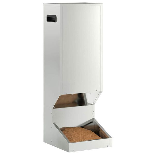 vidaXL R&aring;djur Foderautomat Silver 28 x 30 x 80 cm Galvaniserat St&aring;l