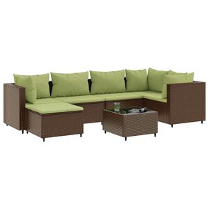vidaXL Loungegrupp f&ouml;r tr&auml;dg&aring;rden med dynor 7 delar konstrotting brun