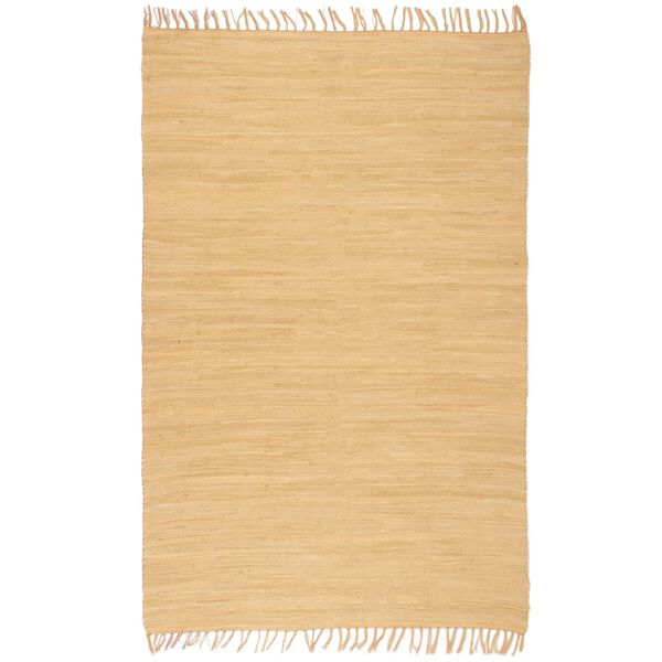 vidaXL Handv&auml;vd matta Chindi bomull 200x290 cm beige