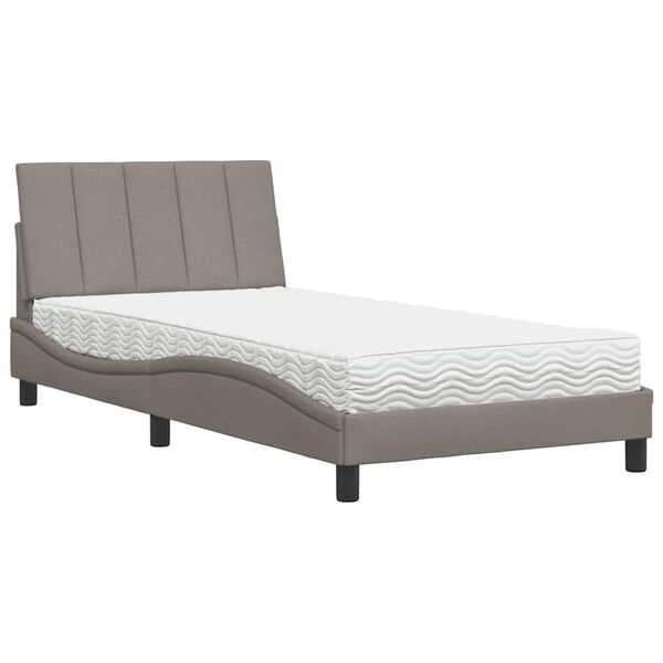 vidaXL Bed with Mattress "Hanko" Taupe 100x200 cm Fabric