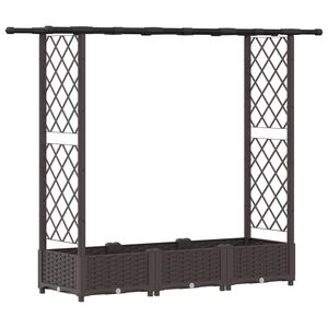 vidaXL Upph&ouml;jd B&auml;dd med Spalj&eacute; och Tak Brun 164 x 40 x 123 cm PP