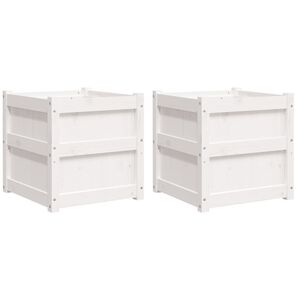 vidaXL Odlingsl&aring;dor 2 st vit massiv furu