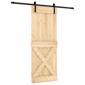 vidaXL Skjutd&ouml;rr Naturlig och svart 80 x 210 cm Massiv furutr&auml;d&ouml;rr