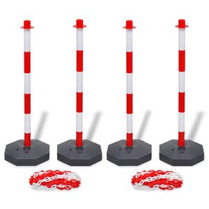 vidaXL Stolpset 4 st med 2 plastkedjor 10 m vardera