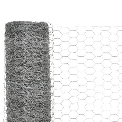 vidaXL Hönsnät stål med PVC-beläggning 25x1,2 m grå