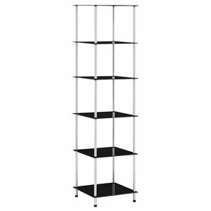 vidaXL Hylla 6 hyllplan svart 40x40x160 cm h&auml;rdat glas