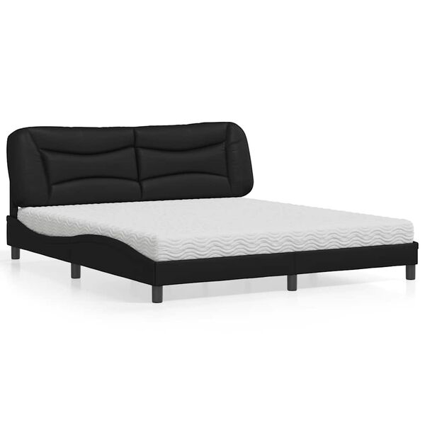vidaXL Bed with Mattress "Hvar" Black 180x200 cm Faux Leather